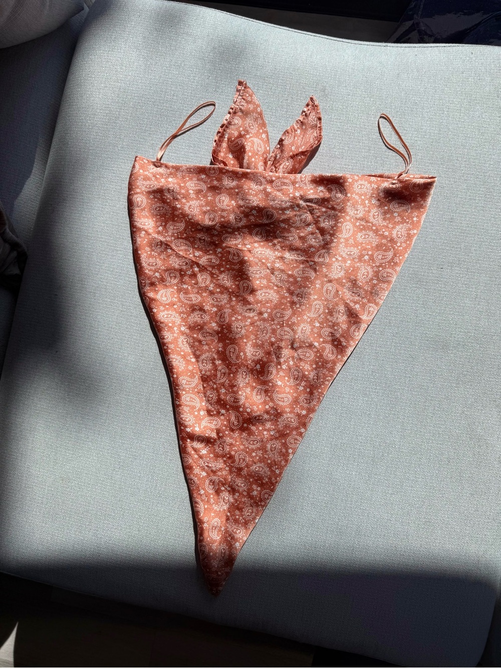 Women’s Paisley Triangle Bandana Top - Rust Pink